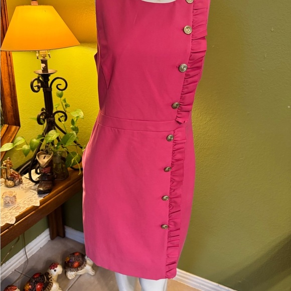 Etcetera Fuchsia Button-Accent Mini Dress - Picture 1 of 13